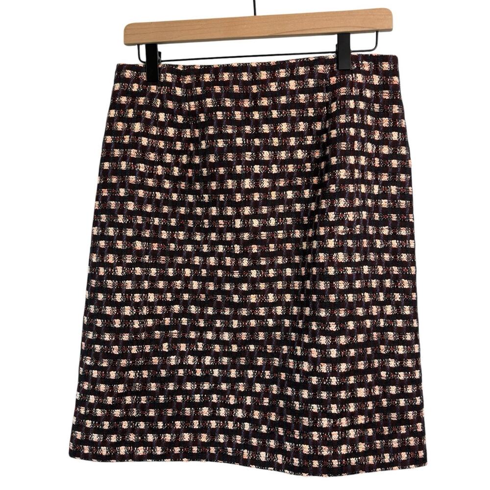 Brooks Brothers Womens Skirt 8‎ Tweed Neon Orange Burgundy Blue Career Work Wear